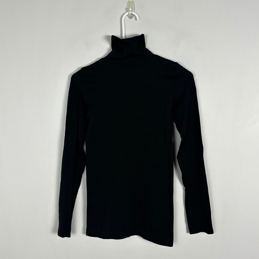 Lululemon Yin Vibes Black Ribbed Long Sleeve Turtleneck Size 6 Minimal Layering - Picture 10 of 13